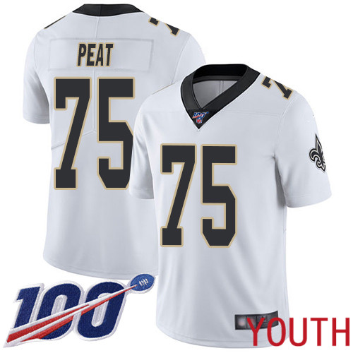 New Orleans Saints Limited White Youth Andrus Peat Road Jersey NFL Football 75 100th Season Vapor Jersey